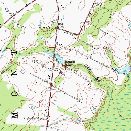 Topographic Map of Inman Cemetery, NC