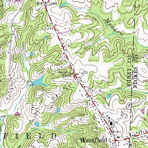 Topographic Map of Inman Cemetery, NC