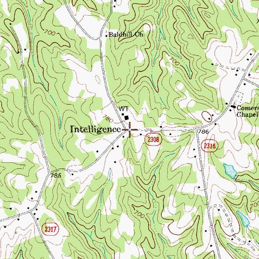 Topographic Map of Intelligence, NC