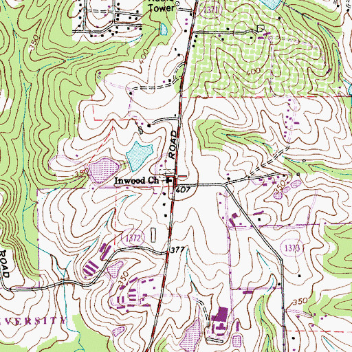 Topographic Map of Inwood Church, NC