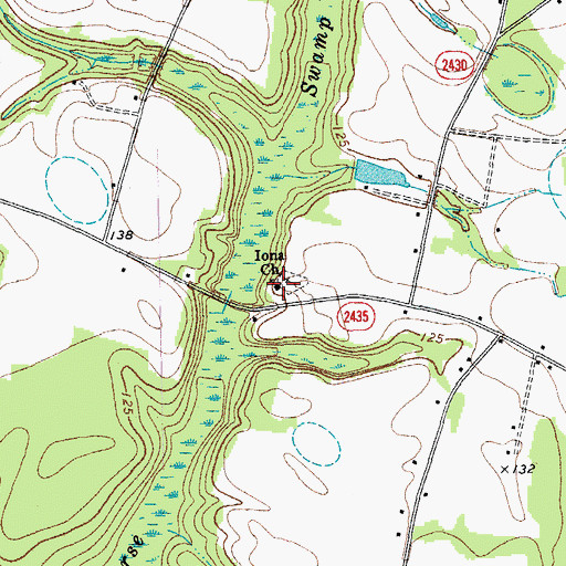 Topographic Map of Iona Church, NC