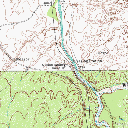 Topographic Map of Presidio Santa Cruz de Terrenate Mission, AZ