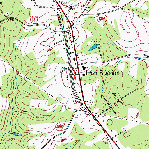 Topographic Map of Iron Station, NC