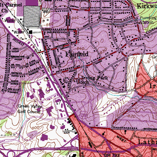 Topographic Map of Irving Park School, NC