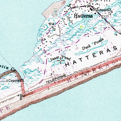 Topographic Map of Isaac Ponds, NC