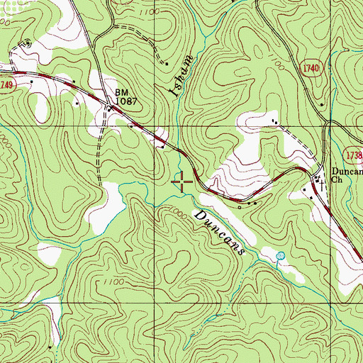 Topographic Map of Isham Fork, NC