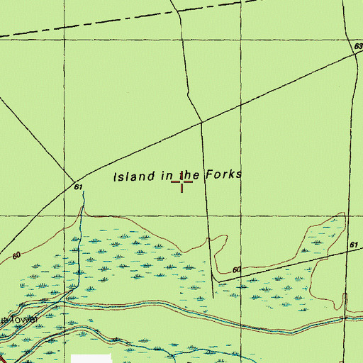 Topographic Map of Island in the Forks, NC