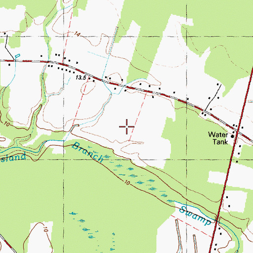Topographic Map of Island Branch Swamp, NC
