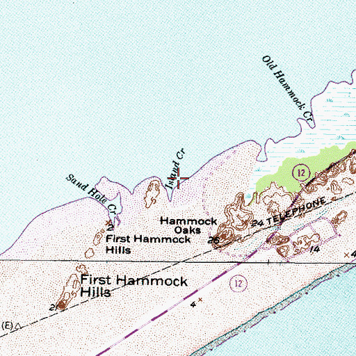 Topographic Map of Island Creek, NC