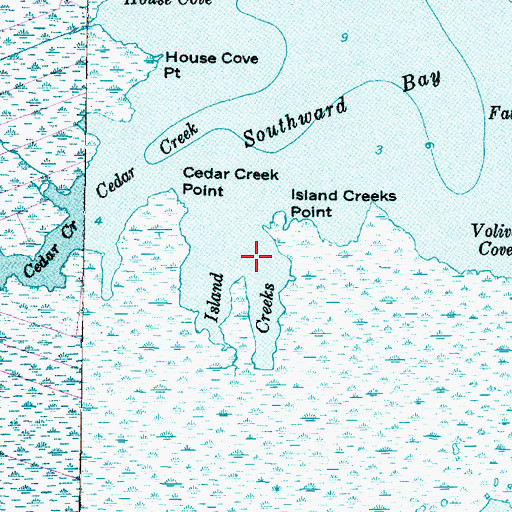 Topographic Map of Island Creeks, NC