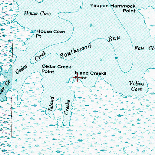 Topographic Map of Island Creeks Point, NC