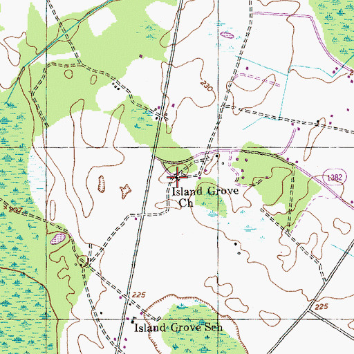 Topographic Map of Island Grove Church, NC