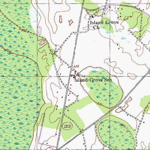 Topographic Map of Island Grove School, NC