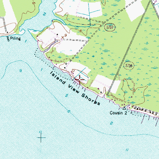 Topographic Map of Island View Shores, NC