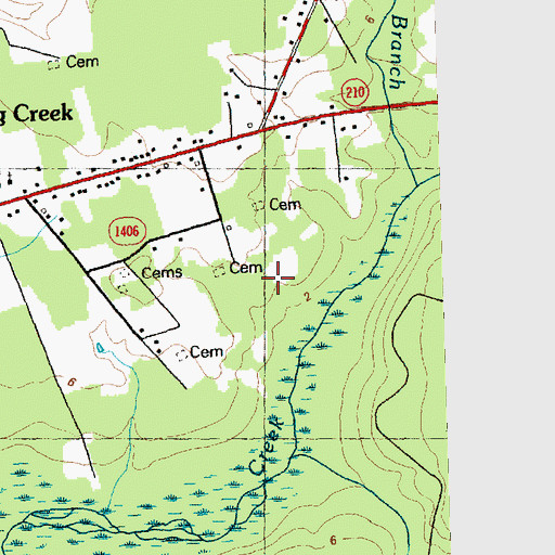 Topographic Map of Isom Cemetery, NC