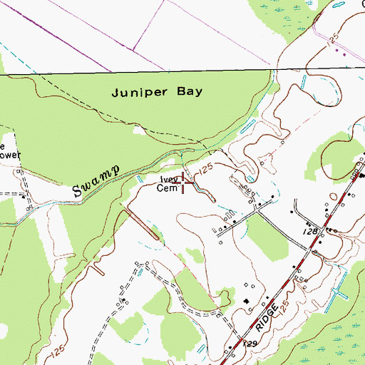 Topographic Map of Ivey Cemetery, NC