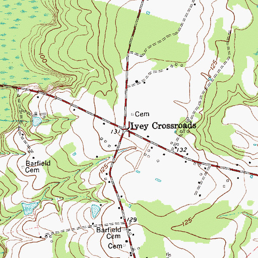 Topographic Map of Ivey Crossroads, NC