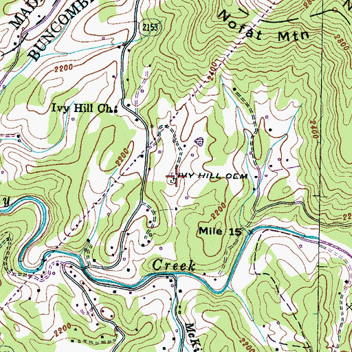 Topographic Map of Ivy Hill Cemetery, NC