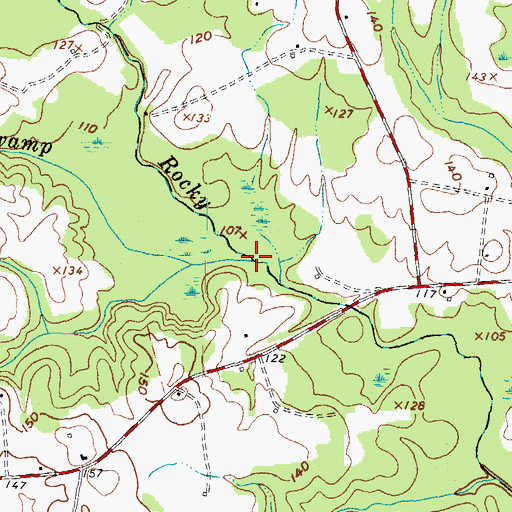 Topographic Map of Jack Horse Swamp, NC