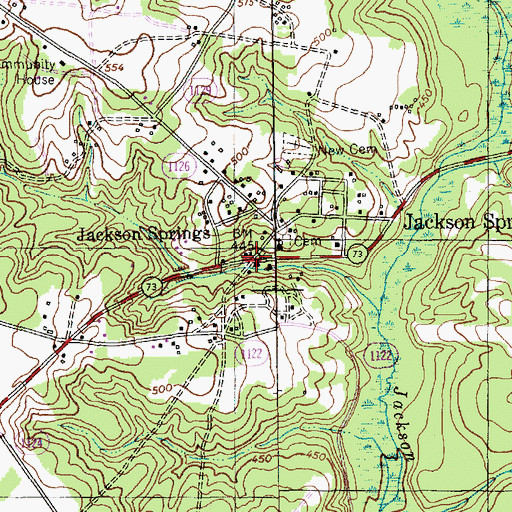 Topographic Map of Jackson Springs, NC