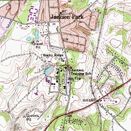 Topographic Map of Jackson Training School, NC