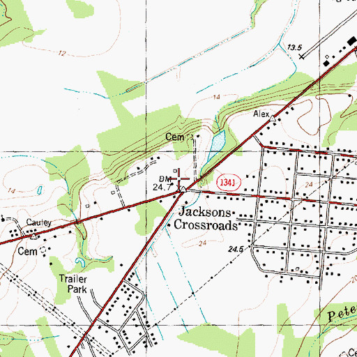 Topographic Map of Jacksons Crossroads, NC