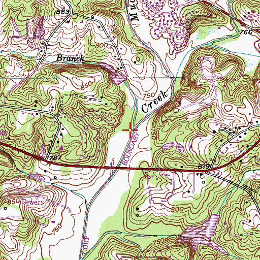Topographic Map of James Branch, NC