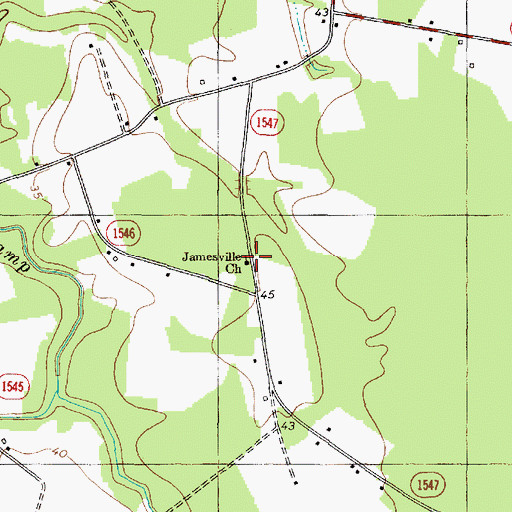 Topographic Map of Jamesville Church, NC