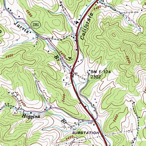 Topographic Map of Jarvis Branch, NC