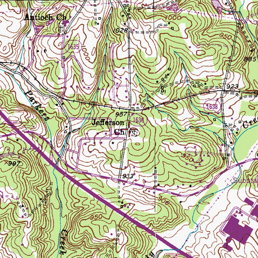 Topographic Map of Jefferson Church, NC