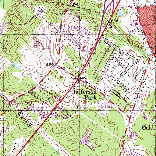 Topographic Map of Jefferson Park, NC