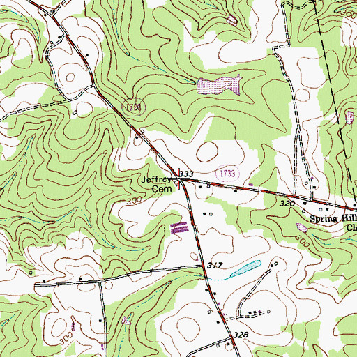 Topographic Map of Jeffrey Cemetery, NC