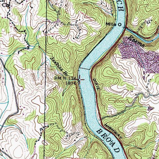 Topographic Map of Jenkins Branch, NC