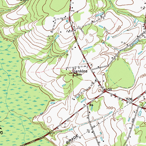 Topographic Map of Jenkins Cemetery, NC