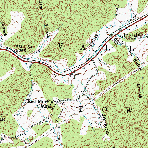 Topographic Map of Jenkins Cove, NC