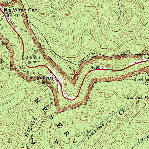 Topographic Map of Jenkins Ridge, NC