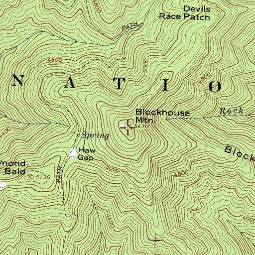 Topographic Map of Jenkins Trail Ridge, NC