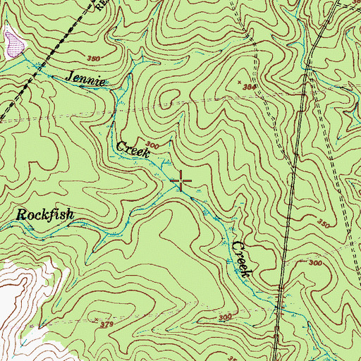 Topographic Map of Jennie Creek, NC