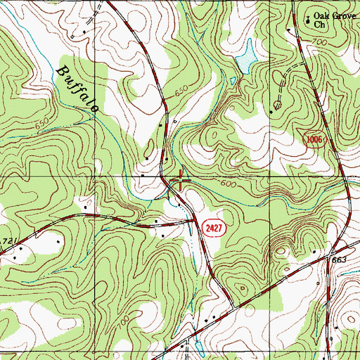 Topographic Map of Jennie Wolf Creek, NC