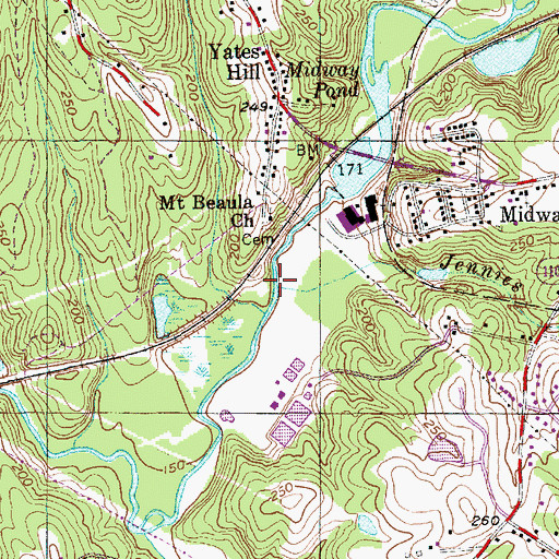 Topographic Map of Jennies Branch, NC