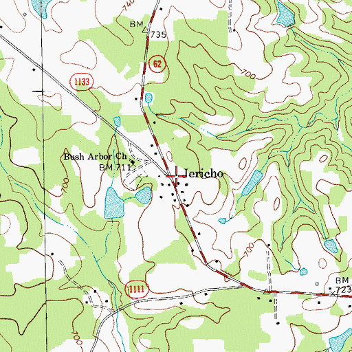 Topographic Map of Jericho, NC