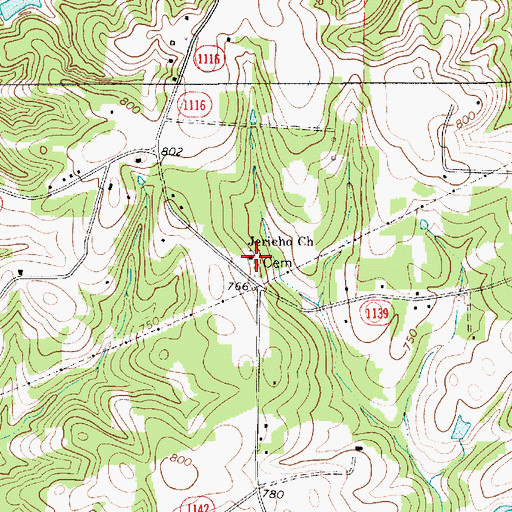 Topographic Map of Jericho Church, NC