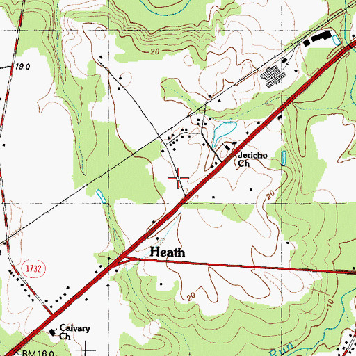 Topographic Map of Jericho School, NC