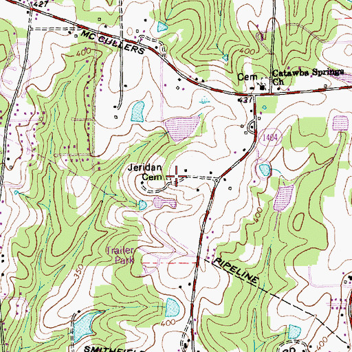 Topographic Map of Jeridan Cemetery, NC