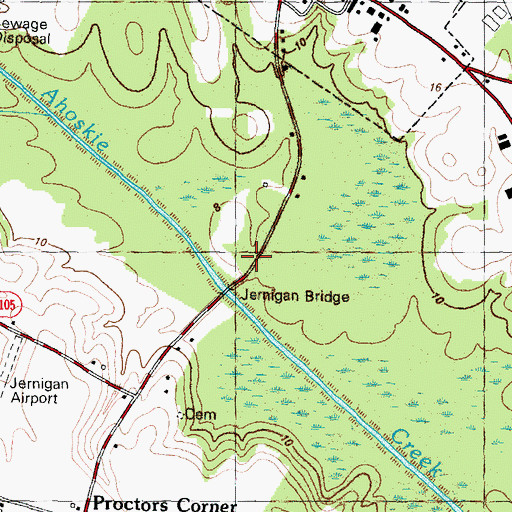 Topographic Map of Jernigan Bridge, NC