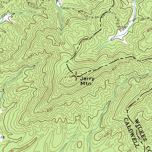 Topographic Map of Jerry Mountain, NC