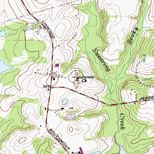Topographic Map of Jersey Baptist Church, NC