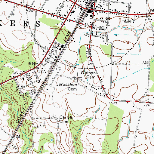 Topographic Map of Jerusalem Cemetery, NC