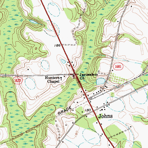 Topographic Map of Jerusalem Church, NC