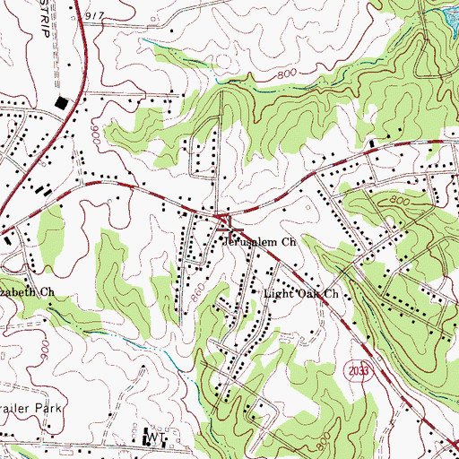 Topographic Map of Jerusalem Church, NC